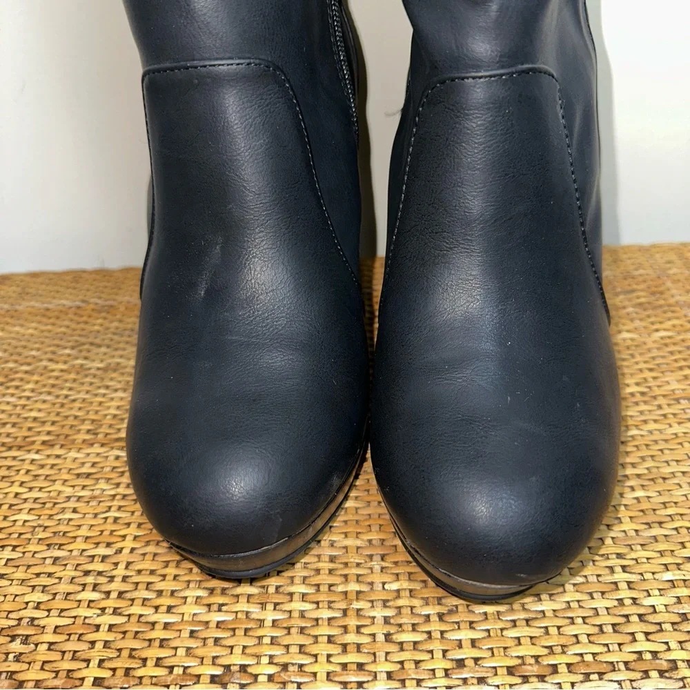 Torrid Women’s 9.5W Over the Knee Wedge Boots Wide Width Wide Calf Black